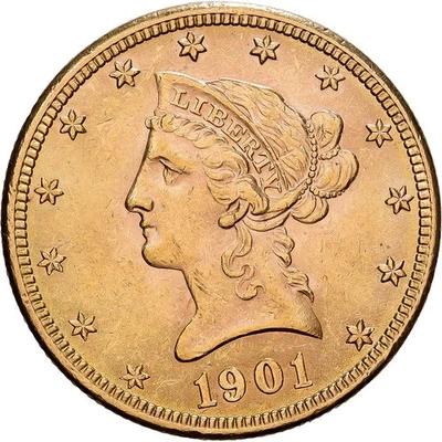 États-Unis, $10, Eagle, Coronet Head, 1901, U.S. Mint, Or, TB+, KM:102 - Photo 1/2