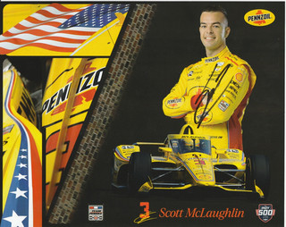 2026 SCOTT McLAUGHLIN signed PENNZOIL INDY CAR INDIANAPOLIS 500 HERO PHOTO CARD
