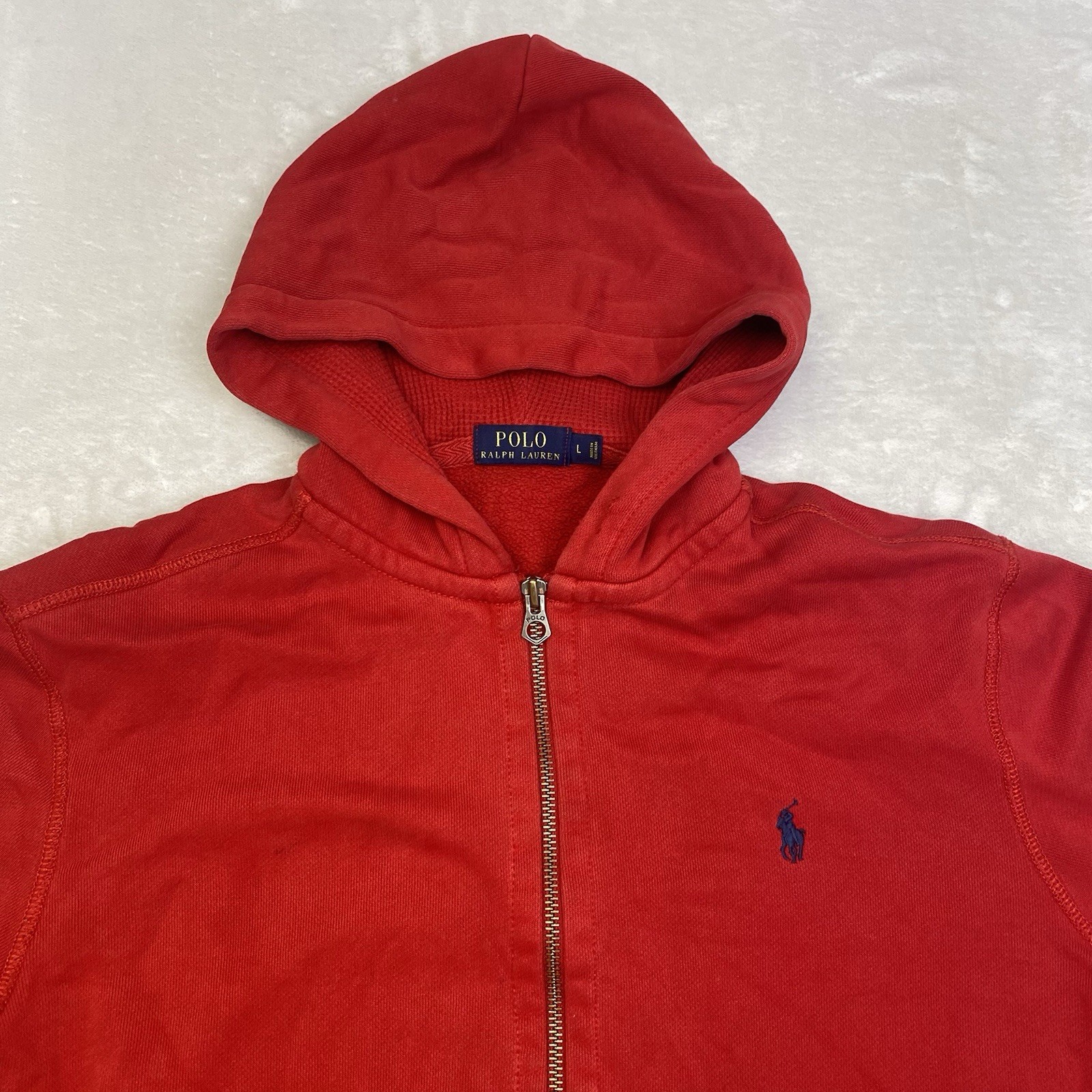 Polo Ralph Lauren full zip felpa rossa giacca blu pony logo casual L
