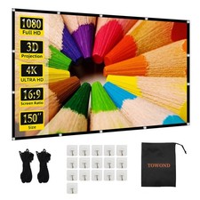 Projector Screen 150 inch Projection Screen Indoor Outdoor Washable Anti-Crea...