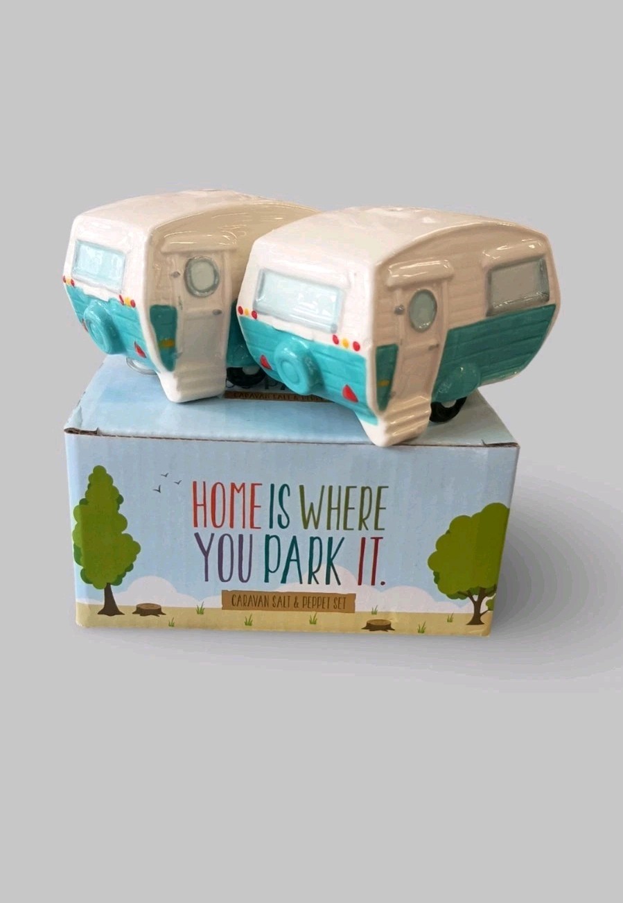 Caravan Salt & Pepper Ceramic Shaker Cruet Set Novelty Gift For Him Housewarming