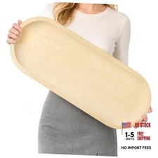 25.5'' Wooden Dough Bowls for Decor, Wood Long Decorative Bowl 25 INCH 1 White