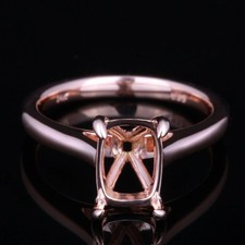 8x5mm Rectangle Semi Mount Ring 925 Sterling Silver Rose Gold Solitaire Ring