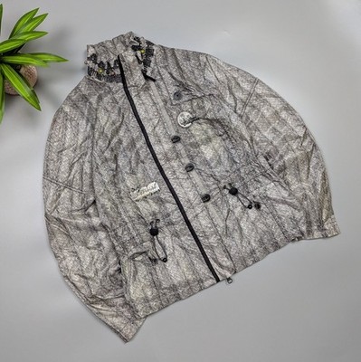 Sportalm 90s Women s Light Windbreaker Jacket Gray Art Print Y2K Streetwear 40 M