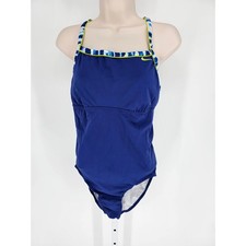 Nike Womens Sz L One Piece Athletic Cut Swimsuit Bright Blue Racerback