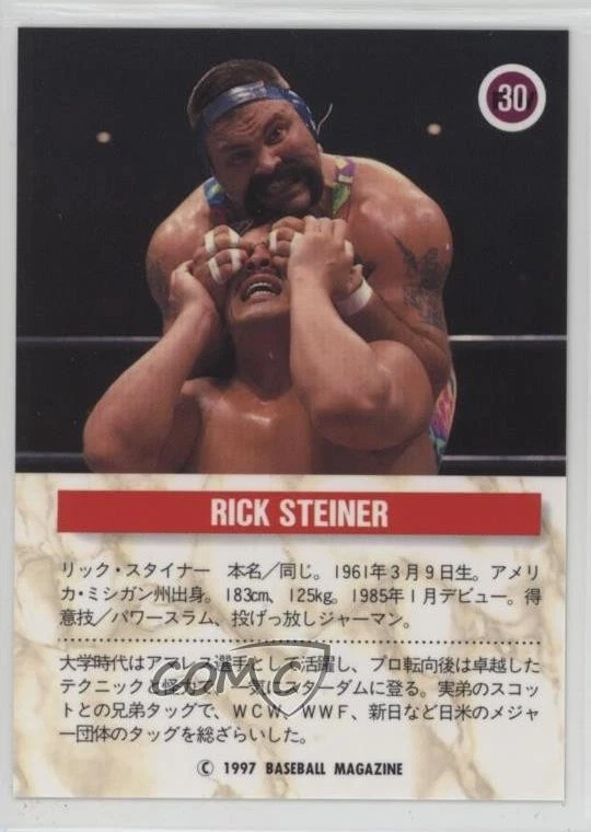 1995 BBM Pro Wrestling 1997 2nd Printing Rick Steiner #30 - Image 2 of 2