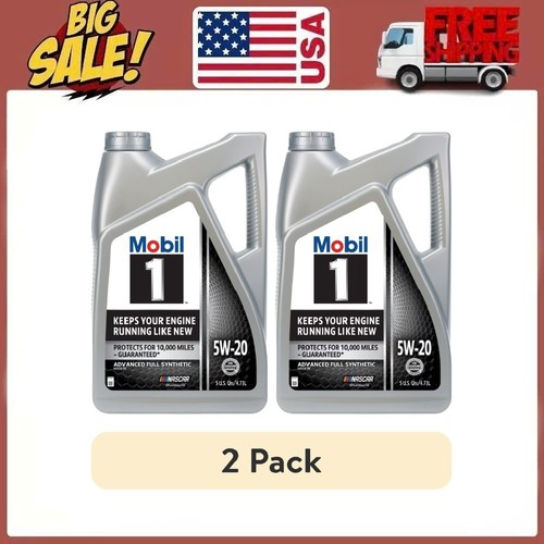 2 Pack, Mobil 1 Advanced Full Synthetic Motor Oil 5W-20, 5 Quart - Picture 1 of 22