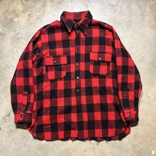 Vintage 50s 60s Buffalo Check Red/Black Wool Flannel Shirt 1950s 1960s