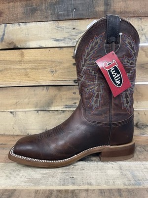 Justin Men's Bent Rail, Made In USA  Western Boot Square Toe Size 8 D Last One
