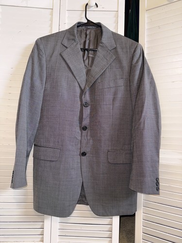 Fendi, Men's Vintage Fendi Uomo Blazer Virgin Wool Gray Italian Made Sz 38 R