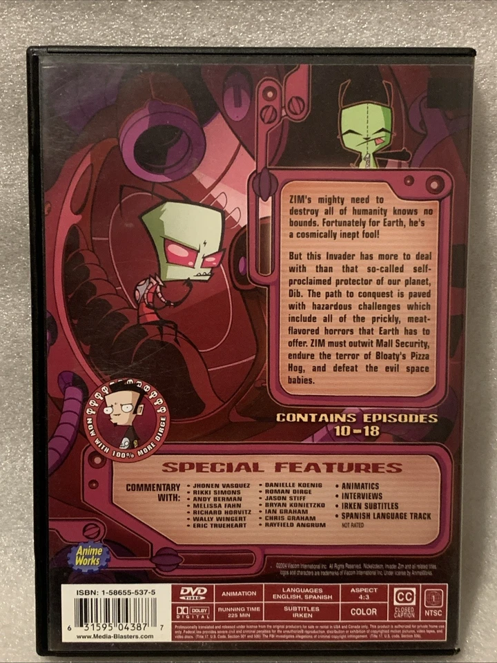 Invader Zim Volume 2 Progressive Stupidity (DVD, 2004) Full Screen - Image 2 of 4