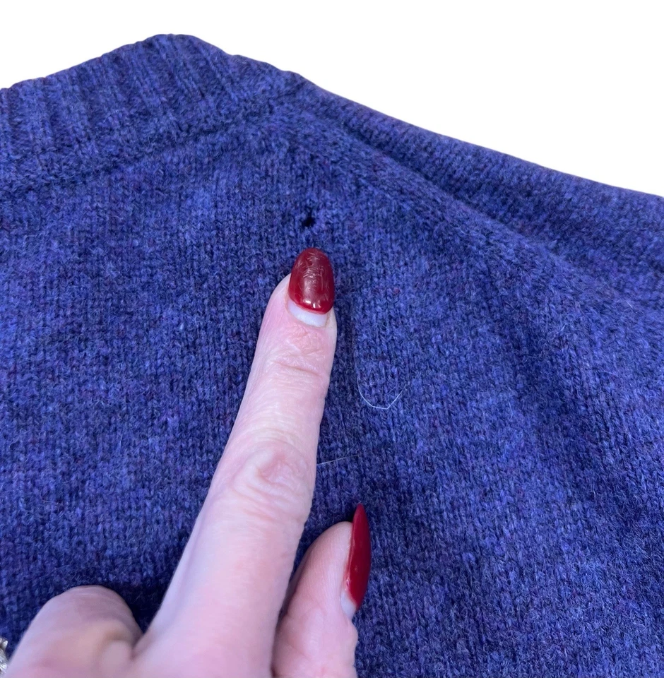 Suéter Banana Republic Italiano Mezcla Lana Hilo Para Hombre Grande Púrpura Cuello Redondo Foto 4 de 4