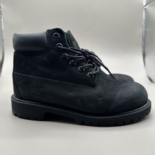 Timberland Boots Junior Boys Size 1 M Black Nubuck Premium 6" Waterproof 12707