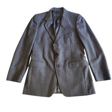 Vintage Givenchy Gentleman Blazer Suit Jacket Gray Pinstriped Chequers Mens 42R