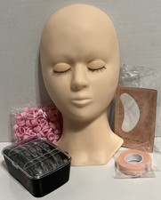 Training Eyelash Mannequin Head With Misc Eyelid Kit For Practice Natural Color