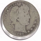 1907 Denver Circulated Silver Business Strike Barber Quarter Coin! #1