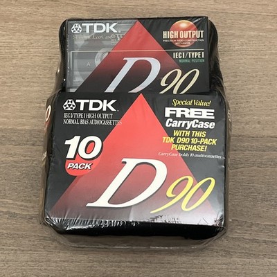 TDK D90 10 Pack Cassettes & Bonus Carry Storage Case New Sealed NOS