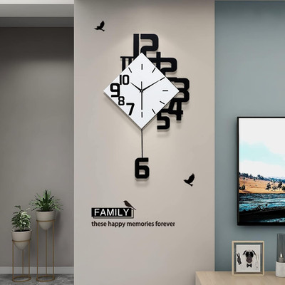 Large Wall Clocks for Living Room Decor Silent Pendulum Battery Operated Non-Tic