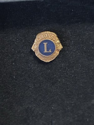 Lions Club Pin Gold Tone Missing The Back Signed Reg. Us. Pat. On Back Vintage