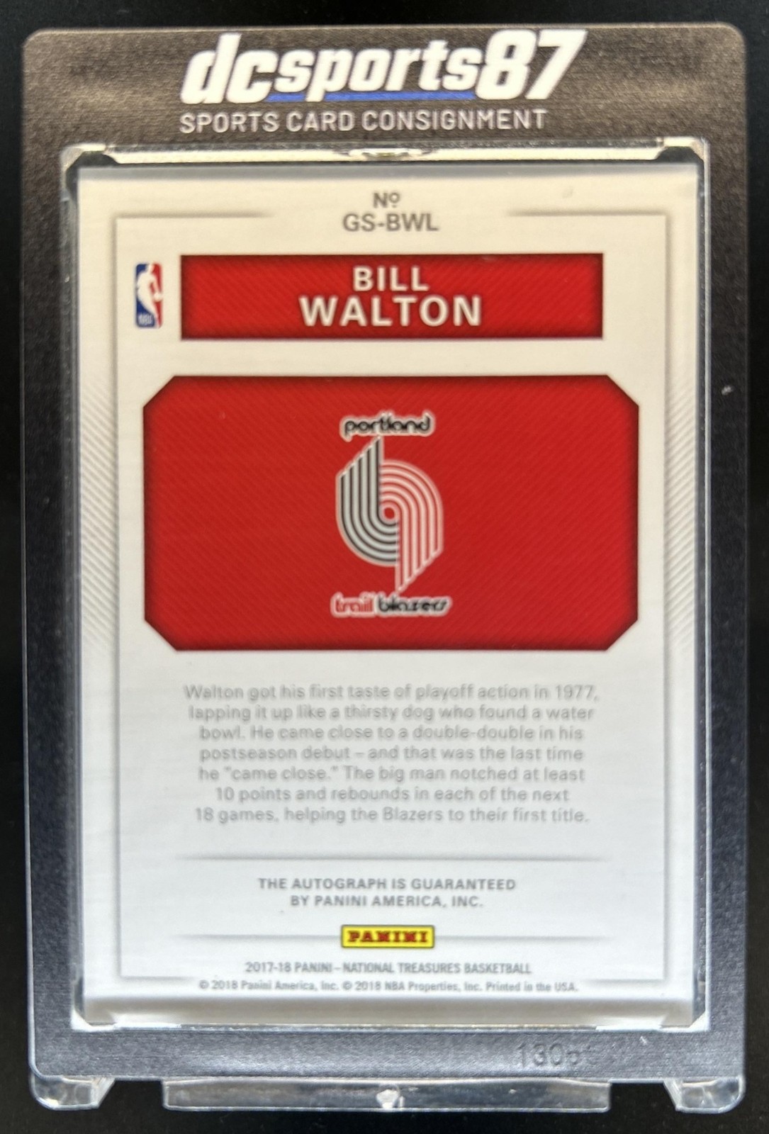2018-19 National Treasures Bill Walton NBA Greats Signatures Bronze Auto #/25 view 2
