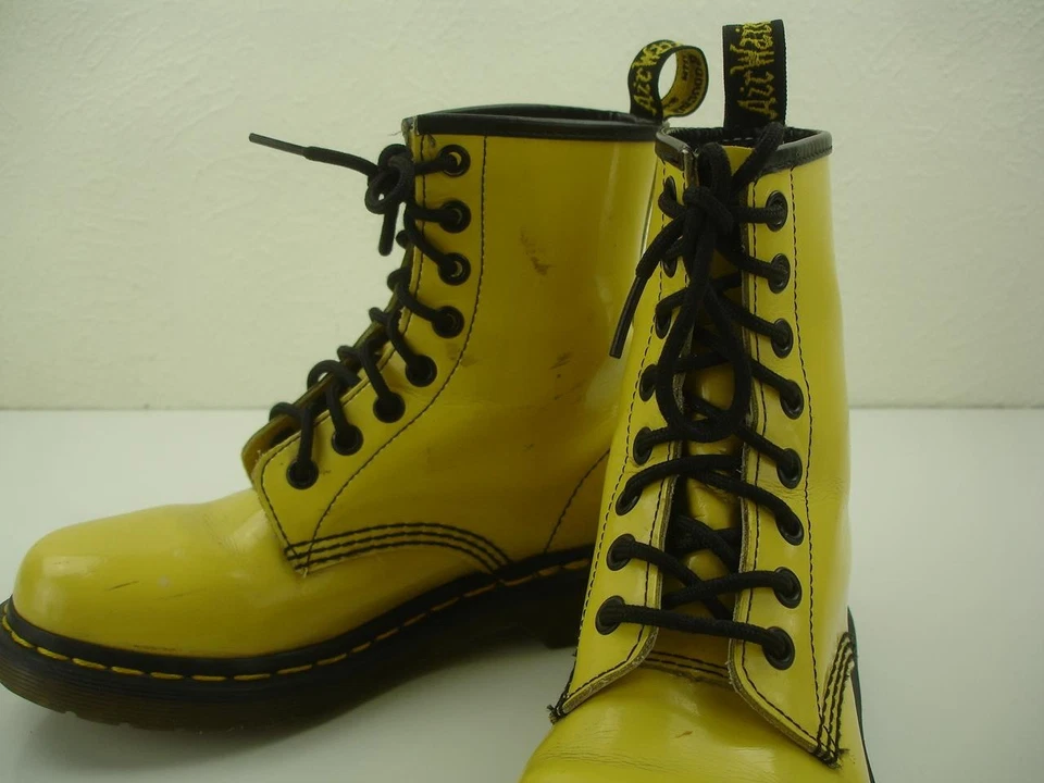 Botas de combate Doc Dr. Martens 1460 11821 de cuero amarillo con cordones para mujer UK 3 US 5 Foto 4 de 4