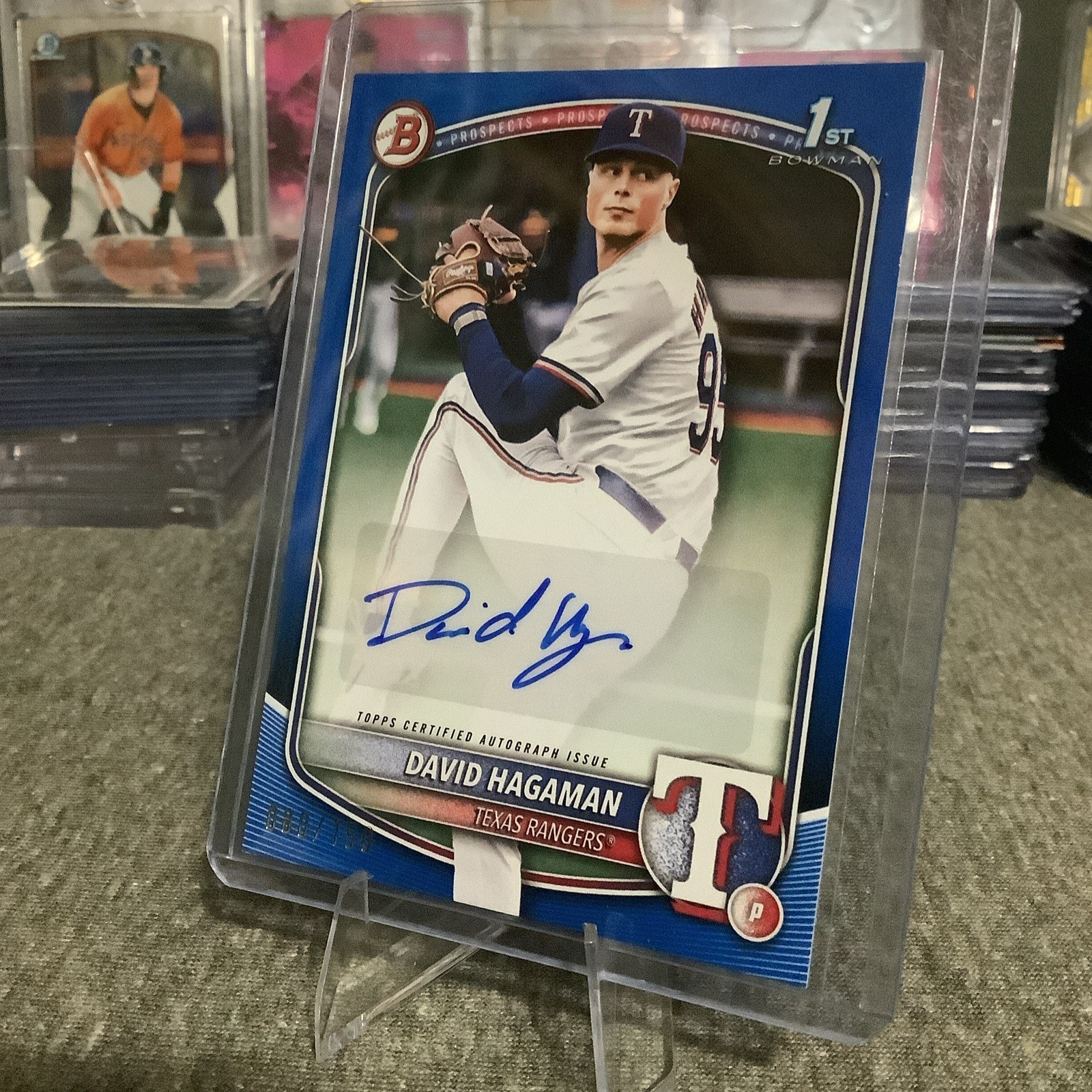 2025 Bowman #BPA-DH David Hagaman Prospects Autographs Blue /150 Rangers Auto