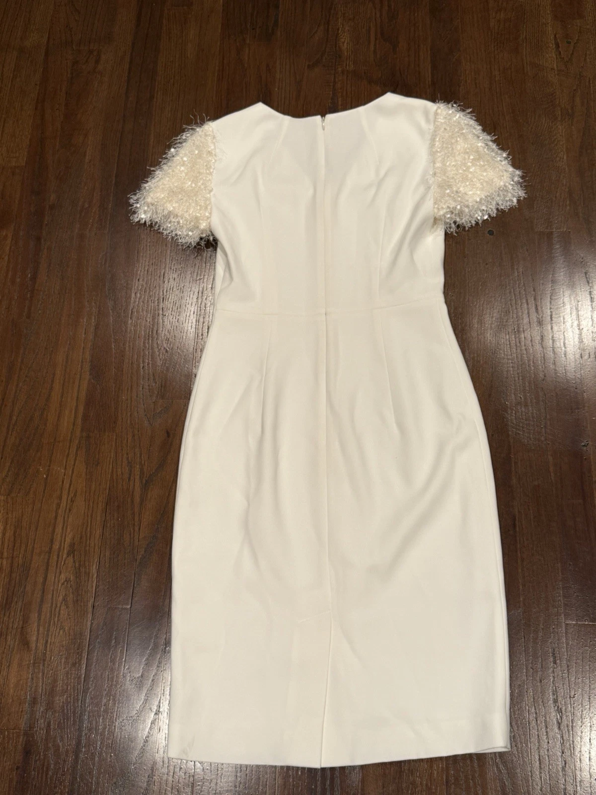 OFF WHITE Abito tubino bianco PAULE KA con maniche a cappuccio svolazzanti taglia 4