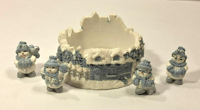 Snow Buddies Neighborhood Candy Dish Bowl w/ 4 Removable Figures 1999 Encore