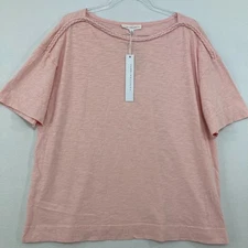 New Jane and Delancey Large Pink Slub Cotton Stretch Braid Neck Casual Blouse