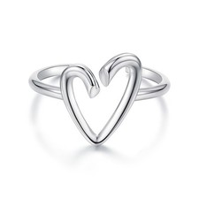 Open Heart Ring S925 Sterling Silver Love Ring for Women Dainty Jewelry Gift