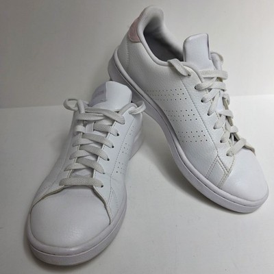 Adidas Advantage Women White Leather Pink Suede Sneakers GW4847 Size 8 Classic
