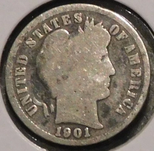 Photo of a 1901-P Barber Dime from an eBay listing that sold on Jul 14, 2026