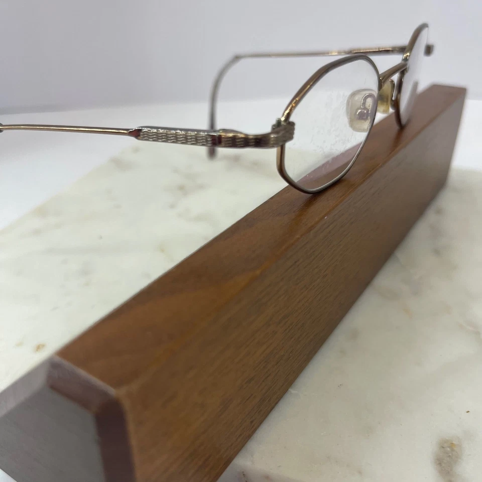 Vintage Safilo Octagon Metal Frame Eyeglasses Clear Lenses Unisex Gold Tone - Image 2 of 4