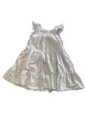 Crown Ivy Girls Sundress XL White Pink Polka Dot Ruffle Sleeveless Cotton