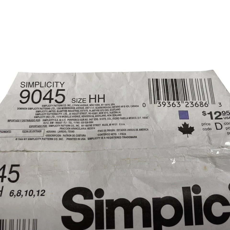 Patrón Simplicity 9045 6 8 10 12 Vestido Chaqueta Disfraz Regencia Bridgerton SIN CORTAR Foto 2 de 4