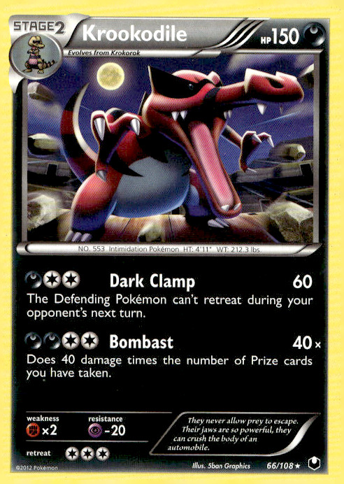 Krookodile66/108 Rare Regular BW: Dark Explorers Pokemon TCG MP