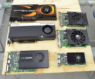 Lot of 5 NVIDIA Graphics Cards GTX670 GTX260 Geforce GT630 Quadro k2200 NVS310