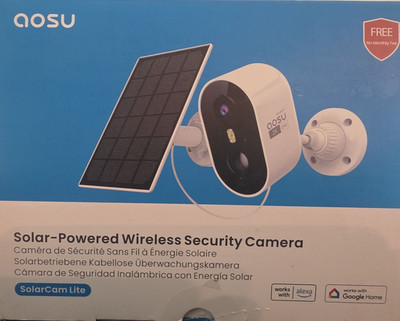 AOSU Free No Fee SolarCam Lite 2K Solar-Powered Wireless Outdoor Security Camera