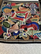 Vintage 1980s 1990s Echo 100 Silk Scarf Square 36  x 38  ABSTRACT MULTICOLOR