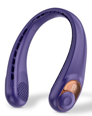 TUNISE NECK FAN WITH LED DISPLAY USB-C RECHARGEABLE 5200MAH-BATTERY - PURPLE
