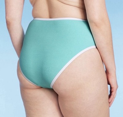 Kona Sol High Waist Women s Bikini Bottom Turquoise Terry Texture NWT X 14W