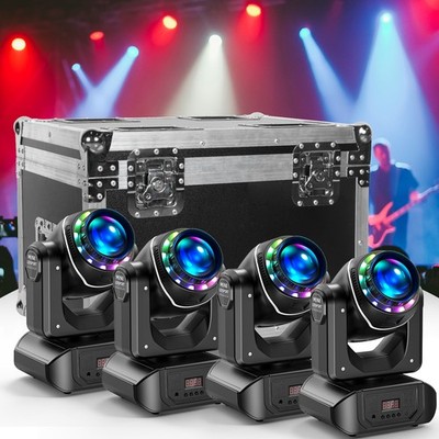 4X 120W RGBW 18 Prism 8 Gobos Moving Head DMX Beam Party Bühnenlicht mit Case DE