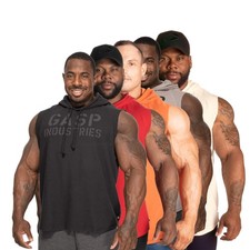 GASP Thermal SL Hoodie Schwarz Grau Ärmellos Bodybuilding Gym Wear Fitness