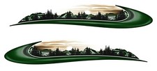 2 Rv Trailer Camper Mountain Scene Graphics Decals Stripes -726-3