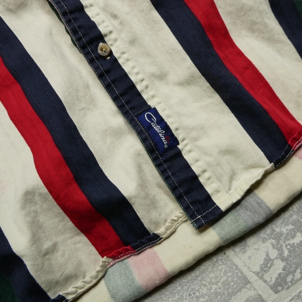 Camisa Catalina DE COLECCIÓN Adulto LT Grande Alta Rayas Algodón Abotonada Náutica Hombres Foto 2 de 4