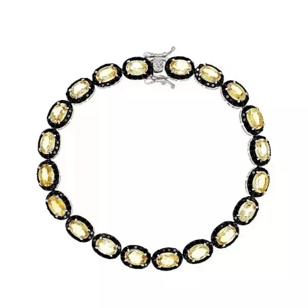 Brazalete de tenis enchapado en oro blanco de 14 k con zafiro y diamante negro creado en laboratorio de 12 quilates Foto 4 de 4