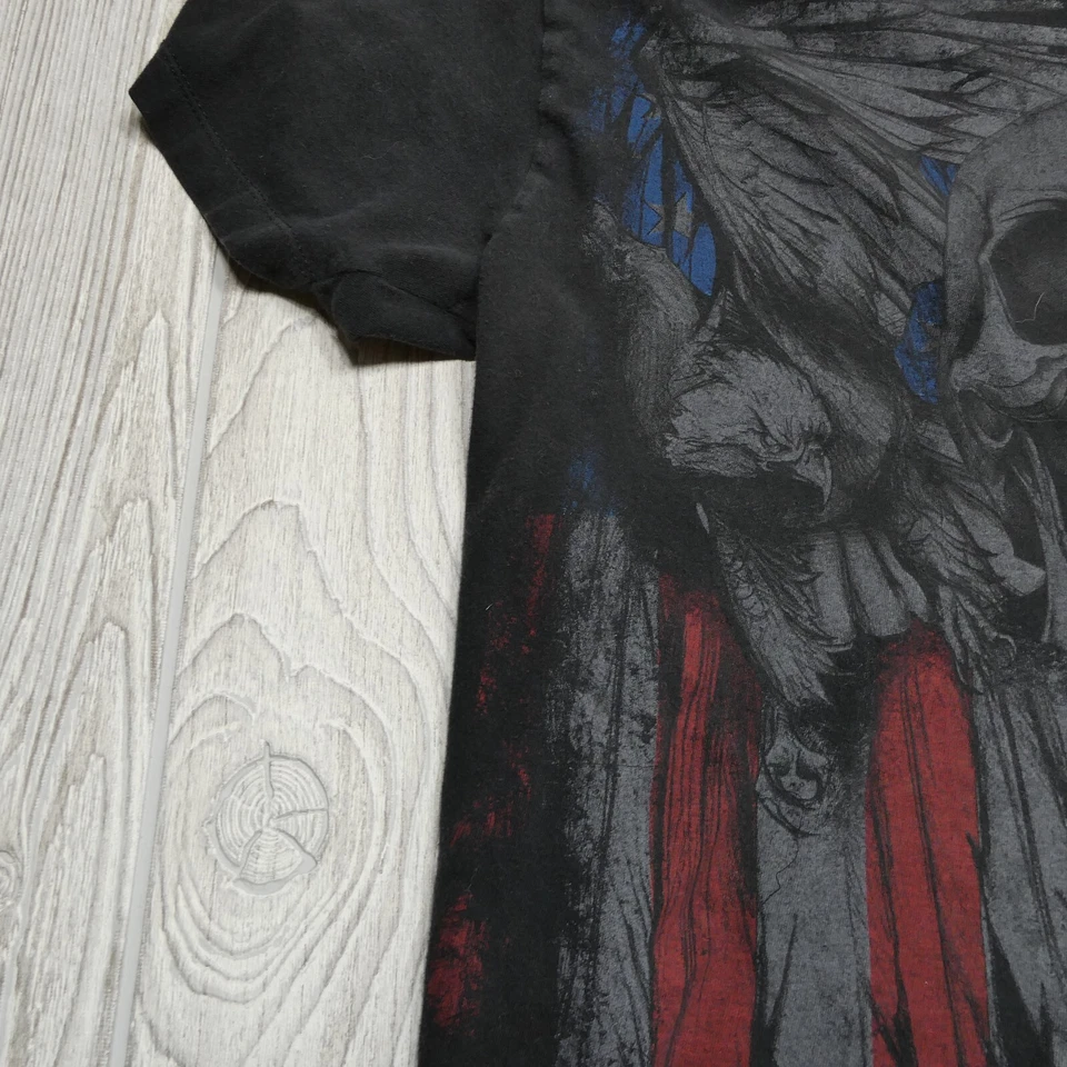 Camisa Helix Adulto XL Calavera Bandera Nativo Americano Manga Corta 100% Algodón Cuello en V Foto 4 de 4
