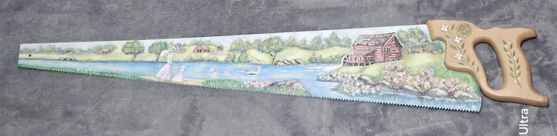 BEAUTIFUL Warranted Superior Hand Painted Hand Saw M. Savage 93' Farm OOAK 