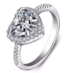 Real 925 Sterling Silver Heart Shape Diamond Luxury Wedding Ring Ebay Image Is Loading Real 925 Sterling Silver Heart Shape Diamond Luxury