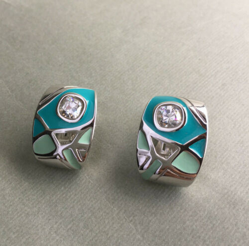 Boucles D'oreilles Clips Vintage Années 1950 Style Roger Jean Pierre En Cristal Multicolore